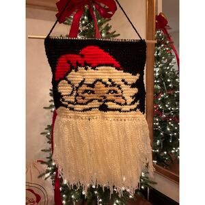 Crochet Santa Tapestry - Cute Christmas Decor